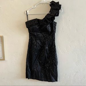 Snap Juniors Black Leopard Textured One Shoulder Cocktail Dress 7